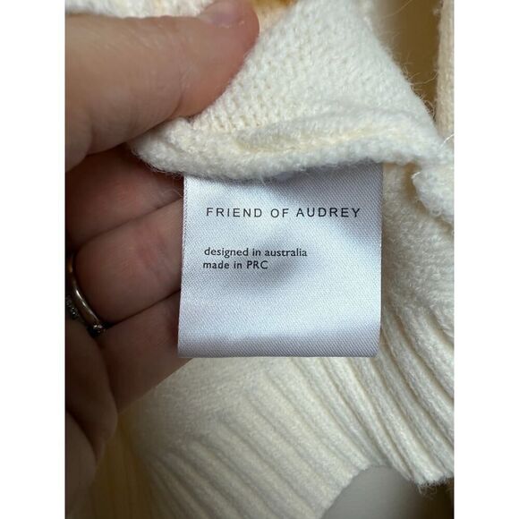 Friend of Audrey The Minimal Knit Cream Mock Neck Sweater Sz. S - Picture 5 of 7